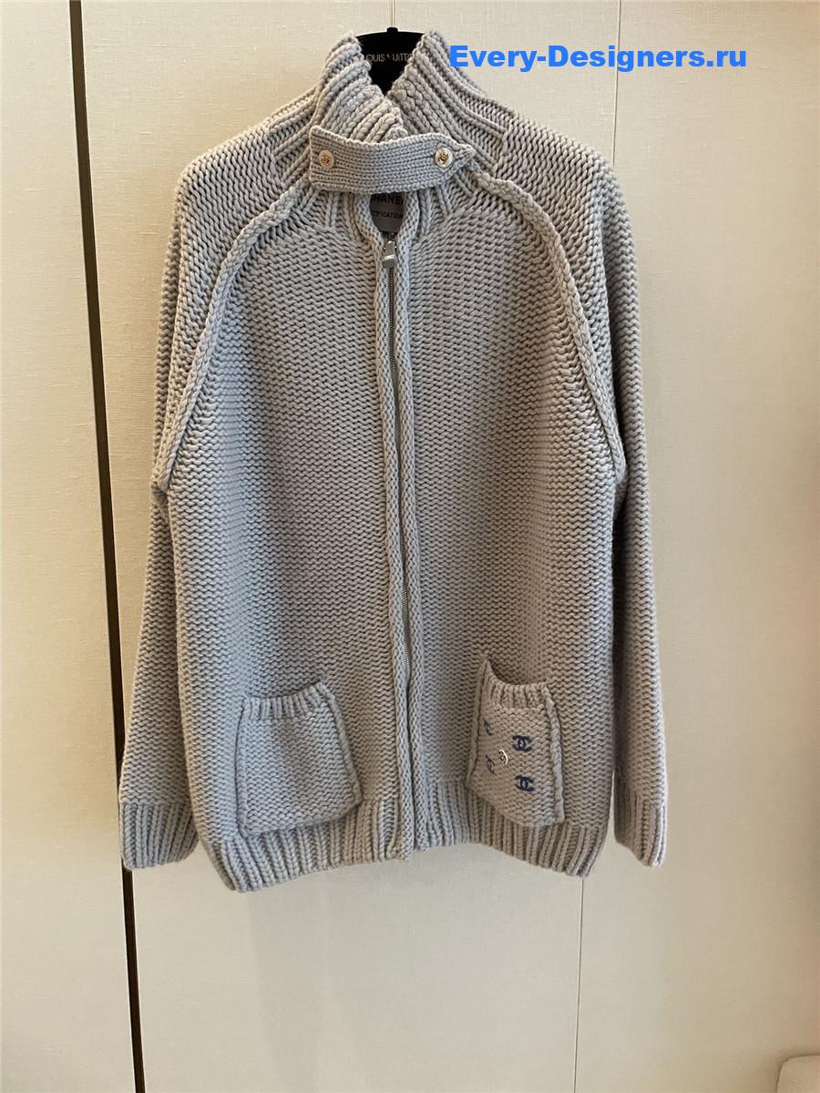 Ch**el wool zip-up sweater