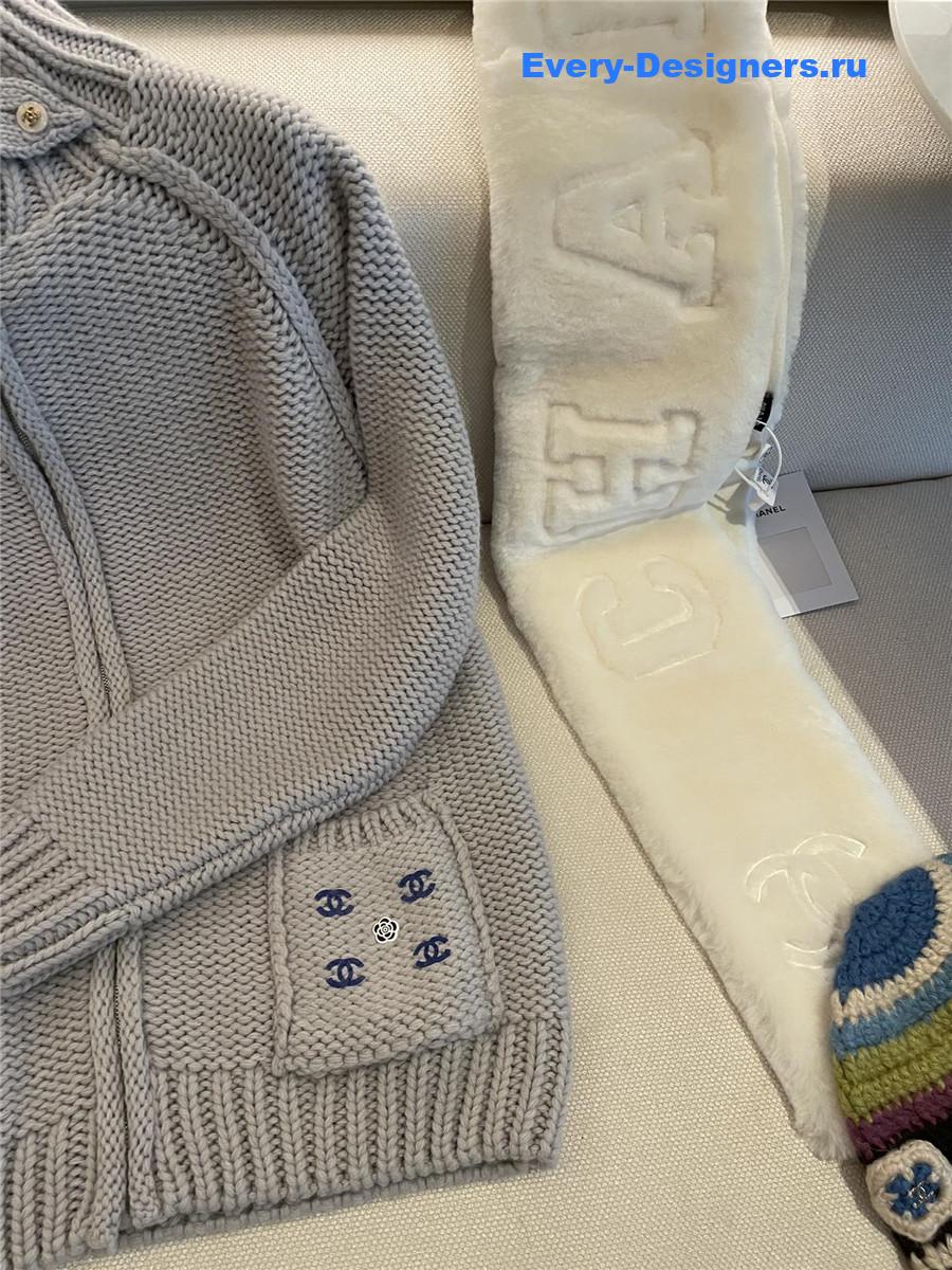 Ch**el wool zip-up sweater