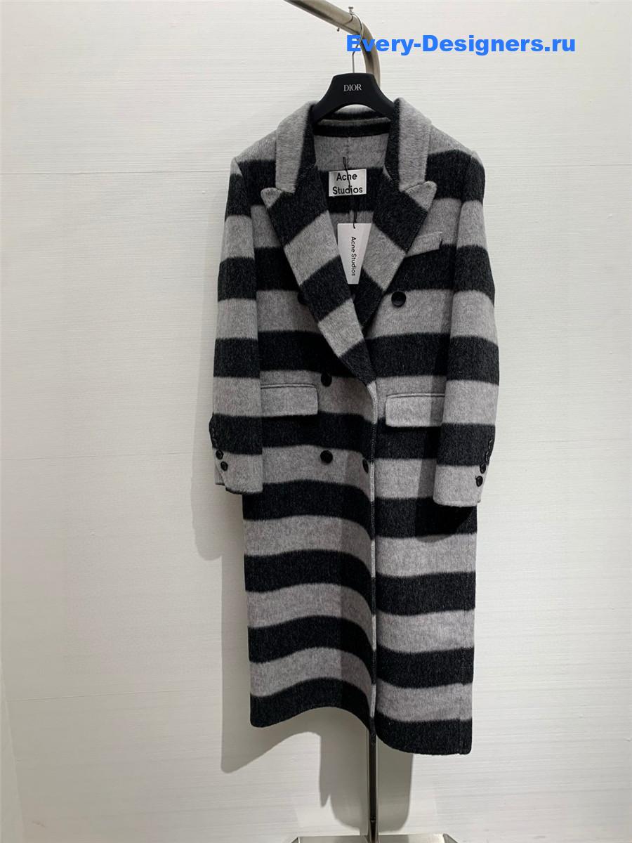 Acne studios striped wool fleece coat