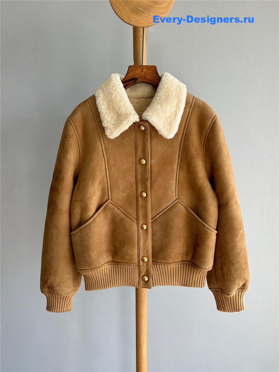 Ce1i*e shearling coat with fur collar