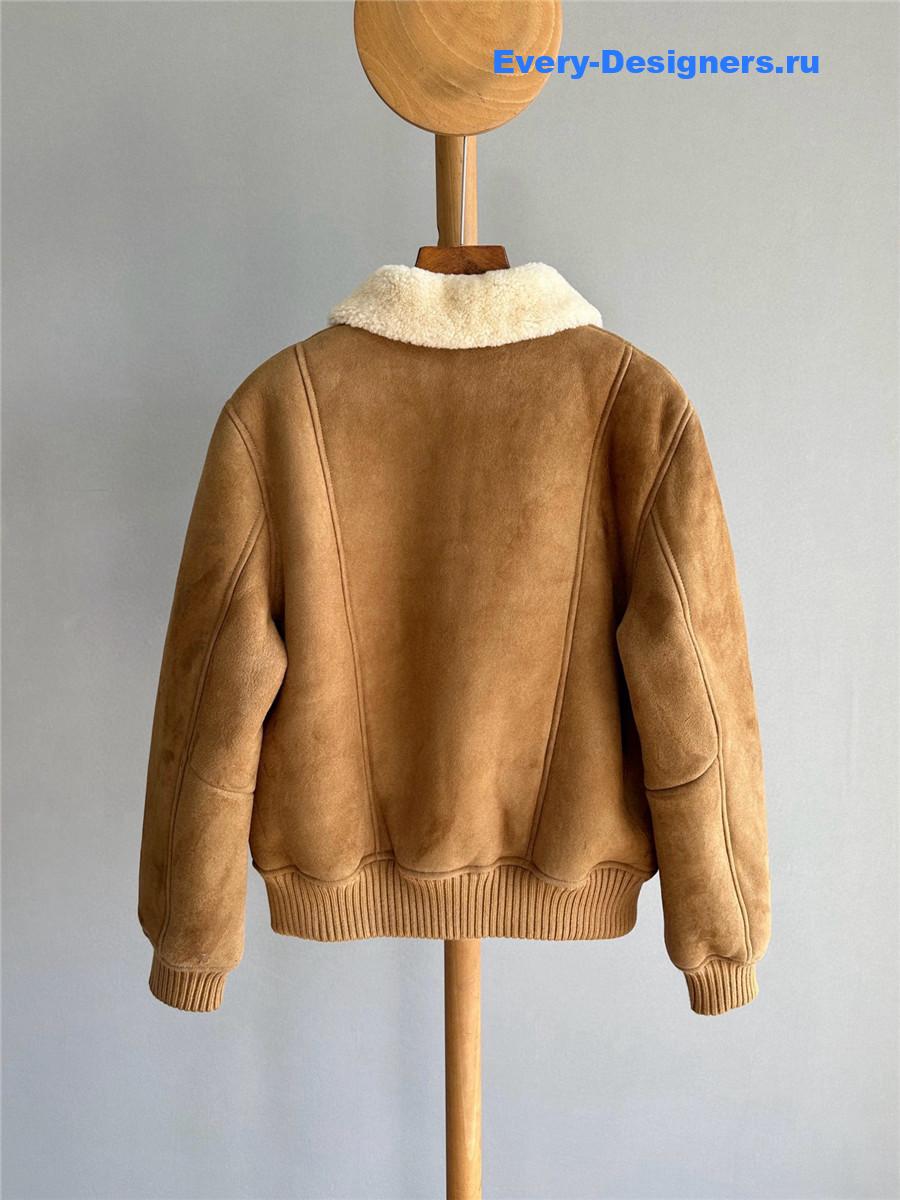 Ce1i*e shearling coat with fur collar