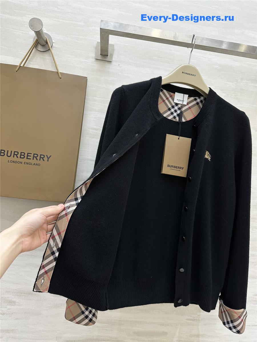 Bv*b*rry check wool knit cardigan black