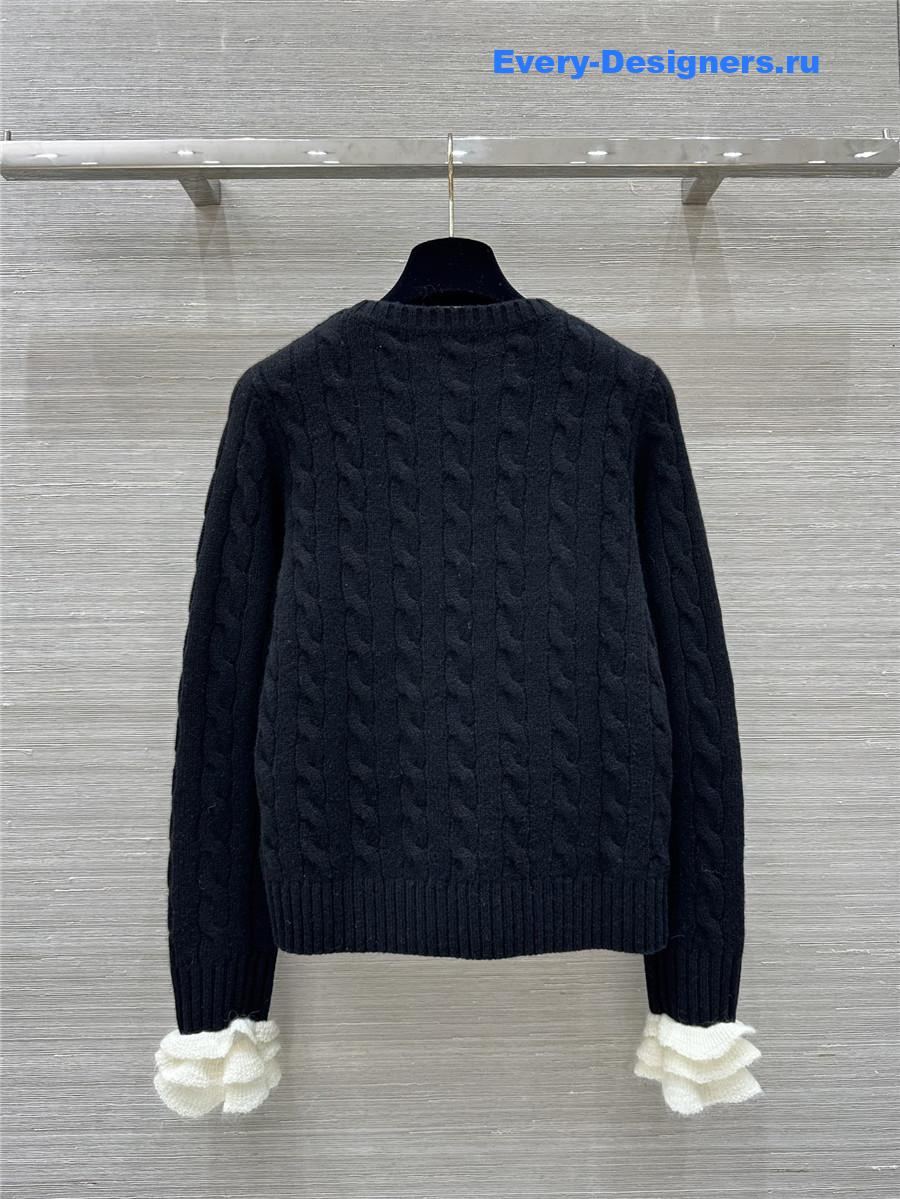 Va1e*ntin0 lace cuffs cashmere sweater black