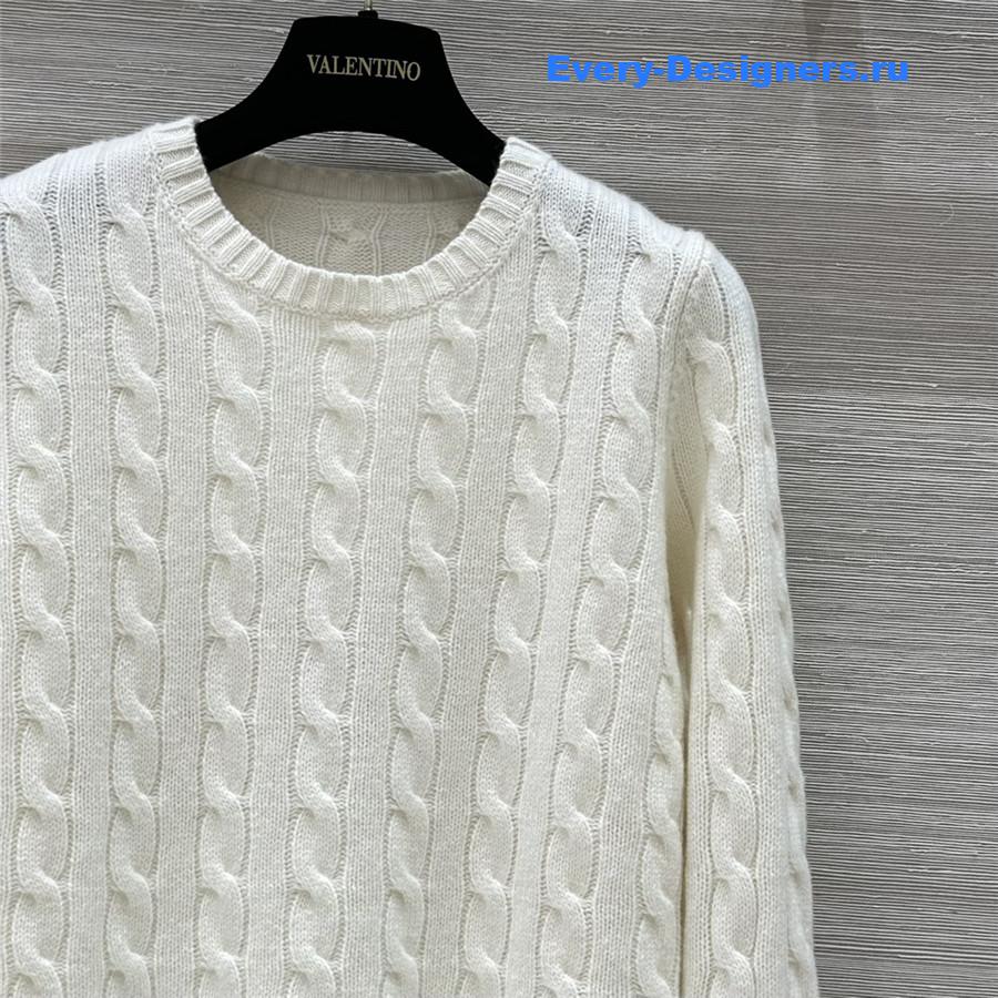 Va1e*ntin0 lace cuffs cashmere sweater white