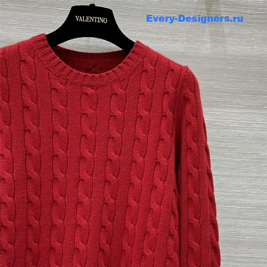 Va1e*ntin0 lace cuffs cashmere sweater red