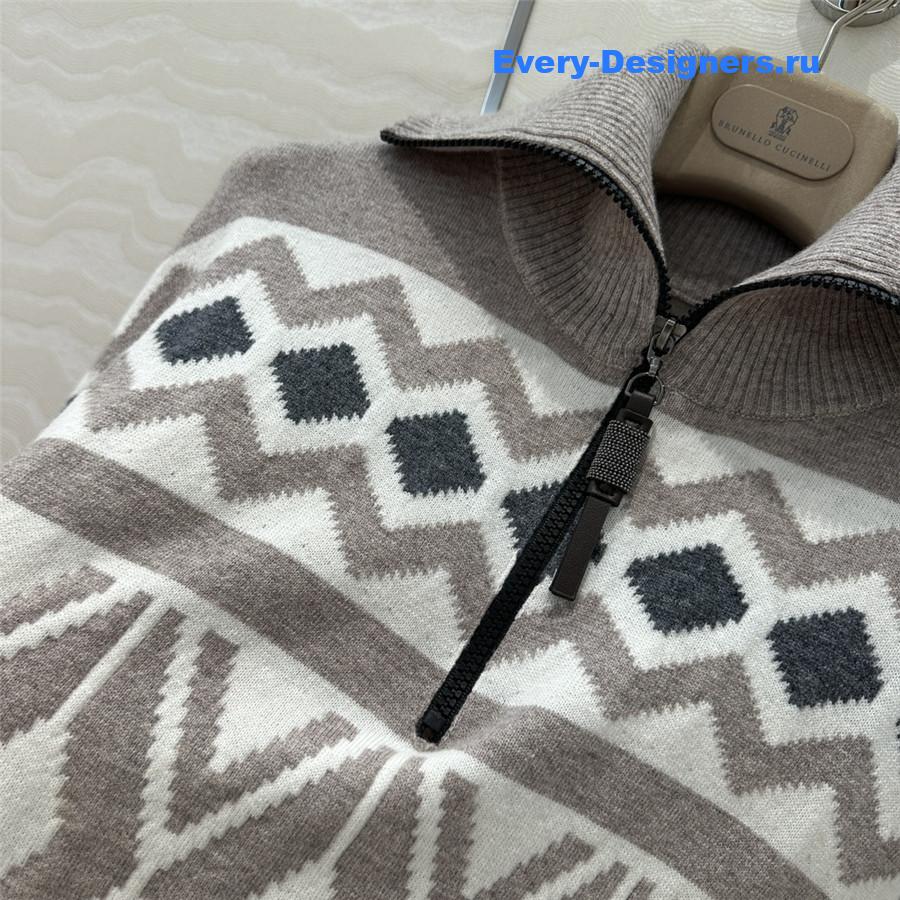 BC Retro Jacquard Turtleneck Sweater Brown