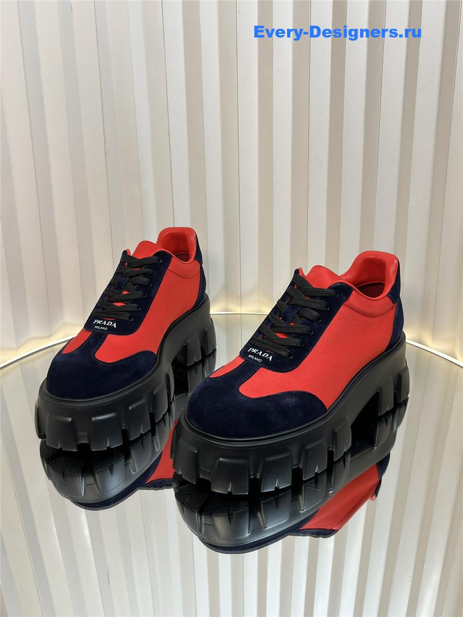 Pra*a suede low top platform sneakers orange/navy