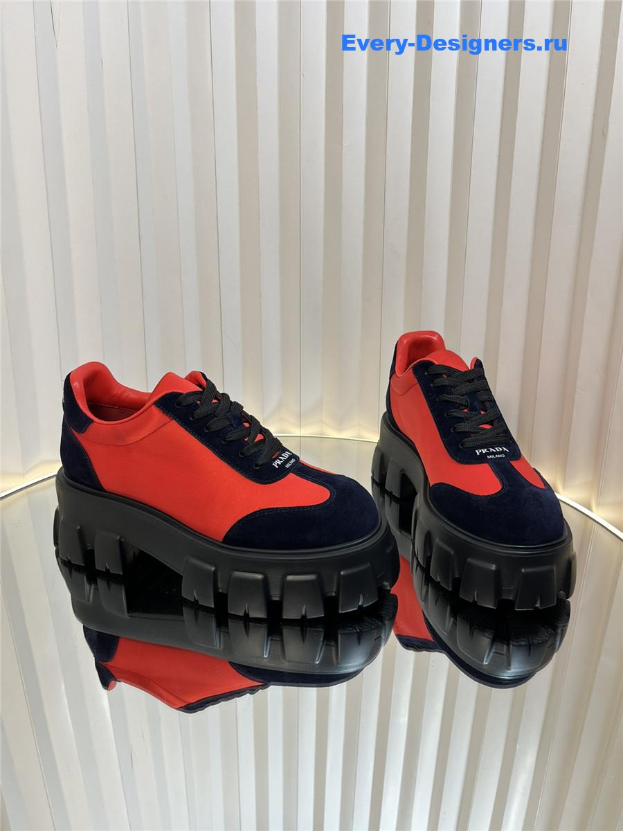 Pra*a suede low top platform sneakers orange/navy