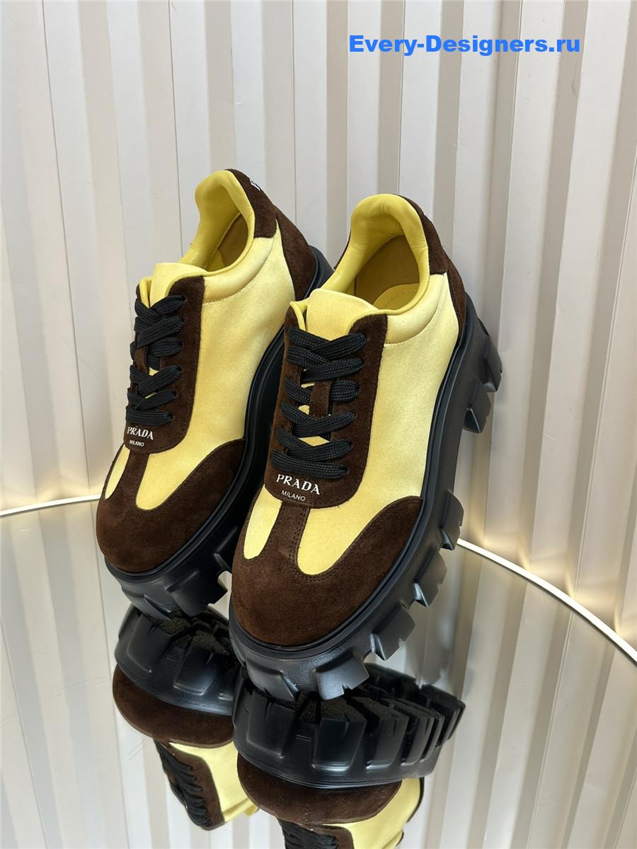 Pra*a suede low top platform sneakers yellow/brown