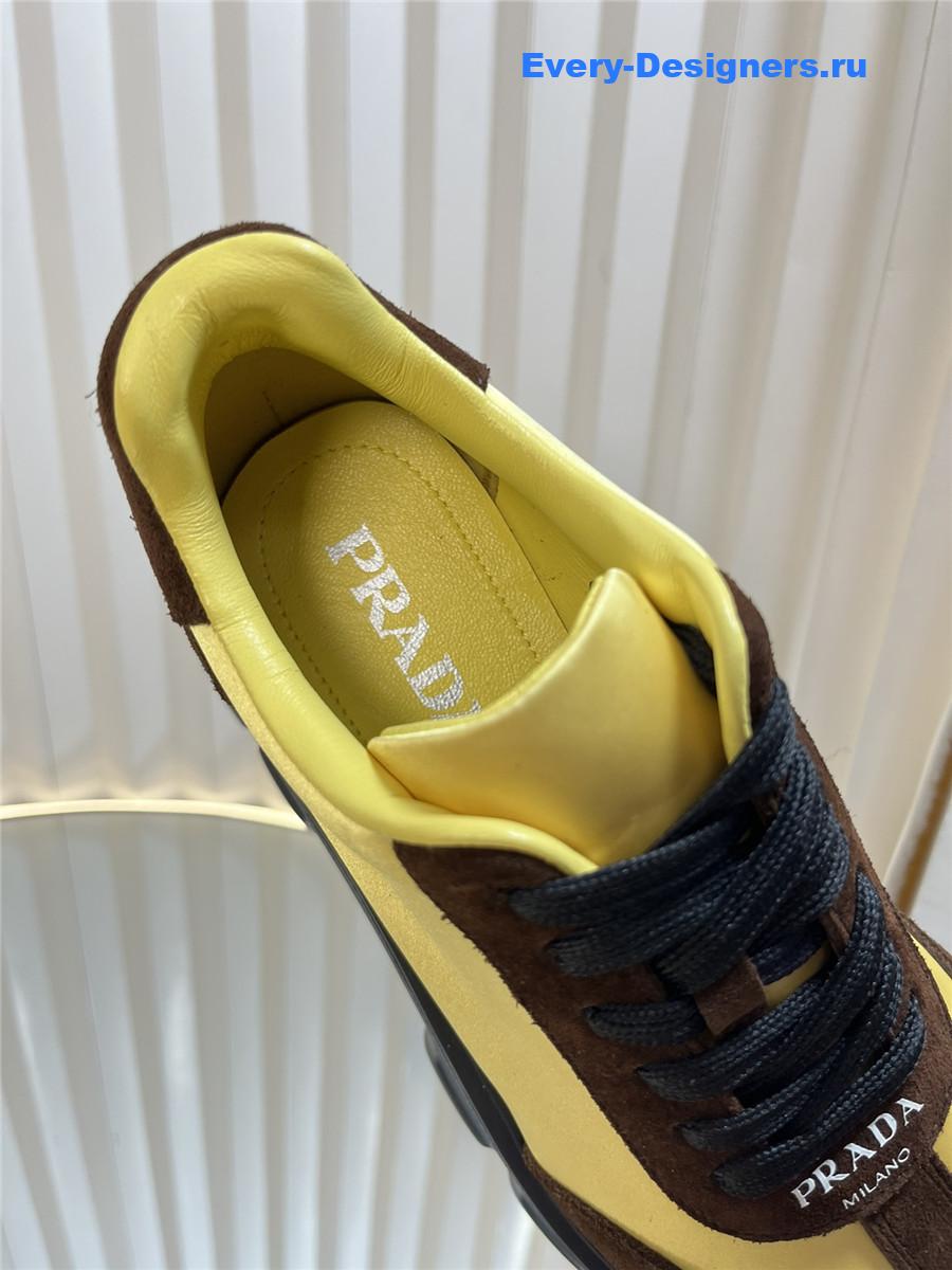 Pra*a suede low top platform sneakers yellow/brown