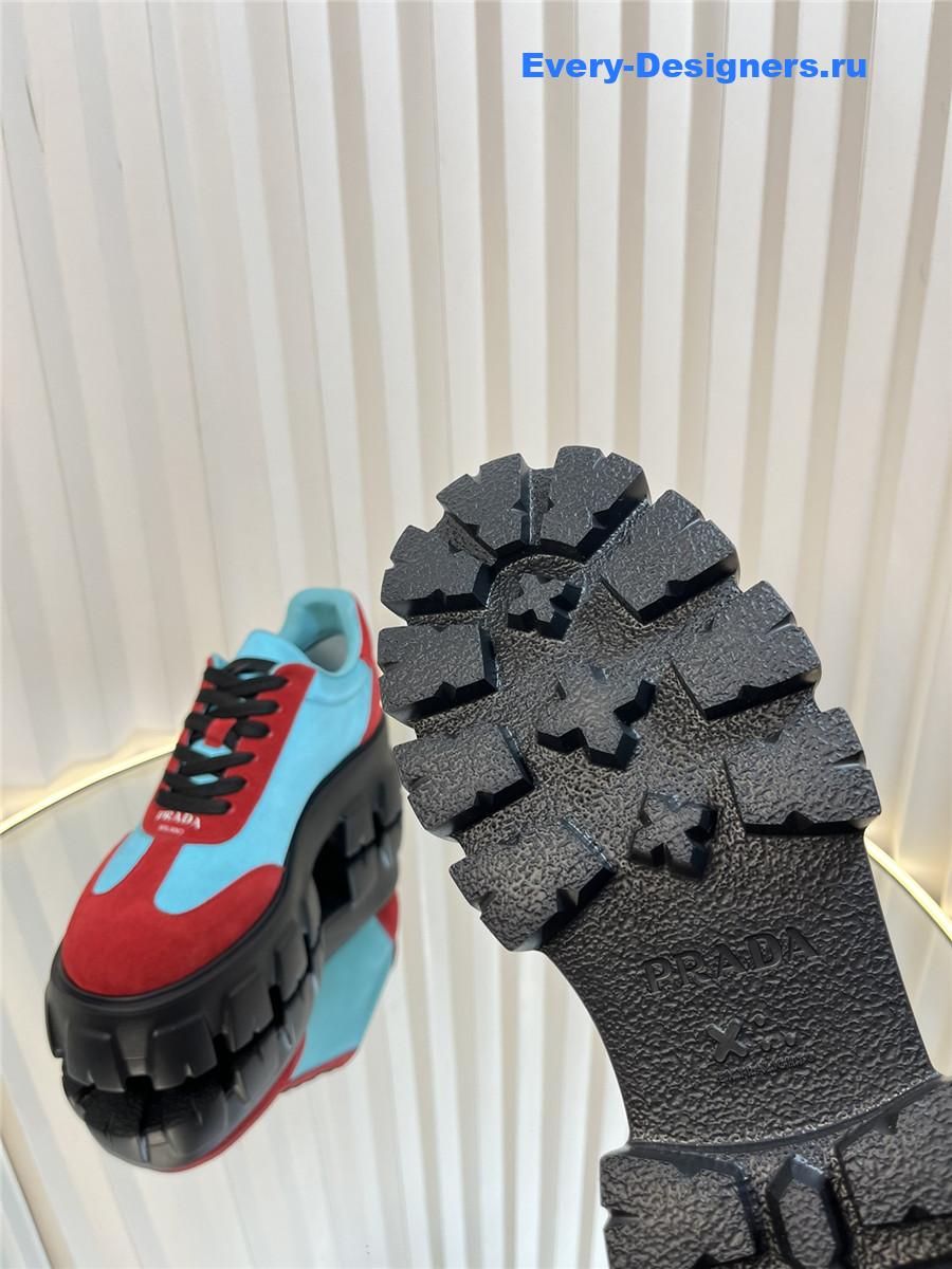 Pra*a suede low top platform sneakers red/blue