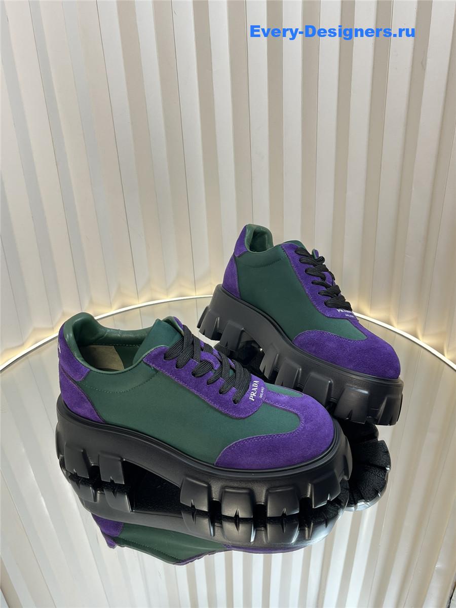 Pra*a suede low top platform sneakers purple/green