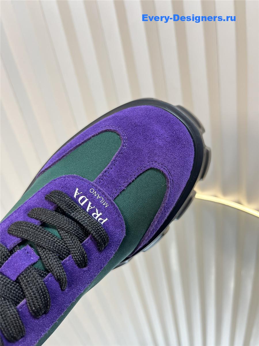Pra*a suede low top platform sneakers purple/green