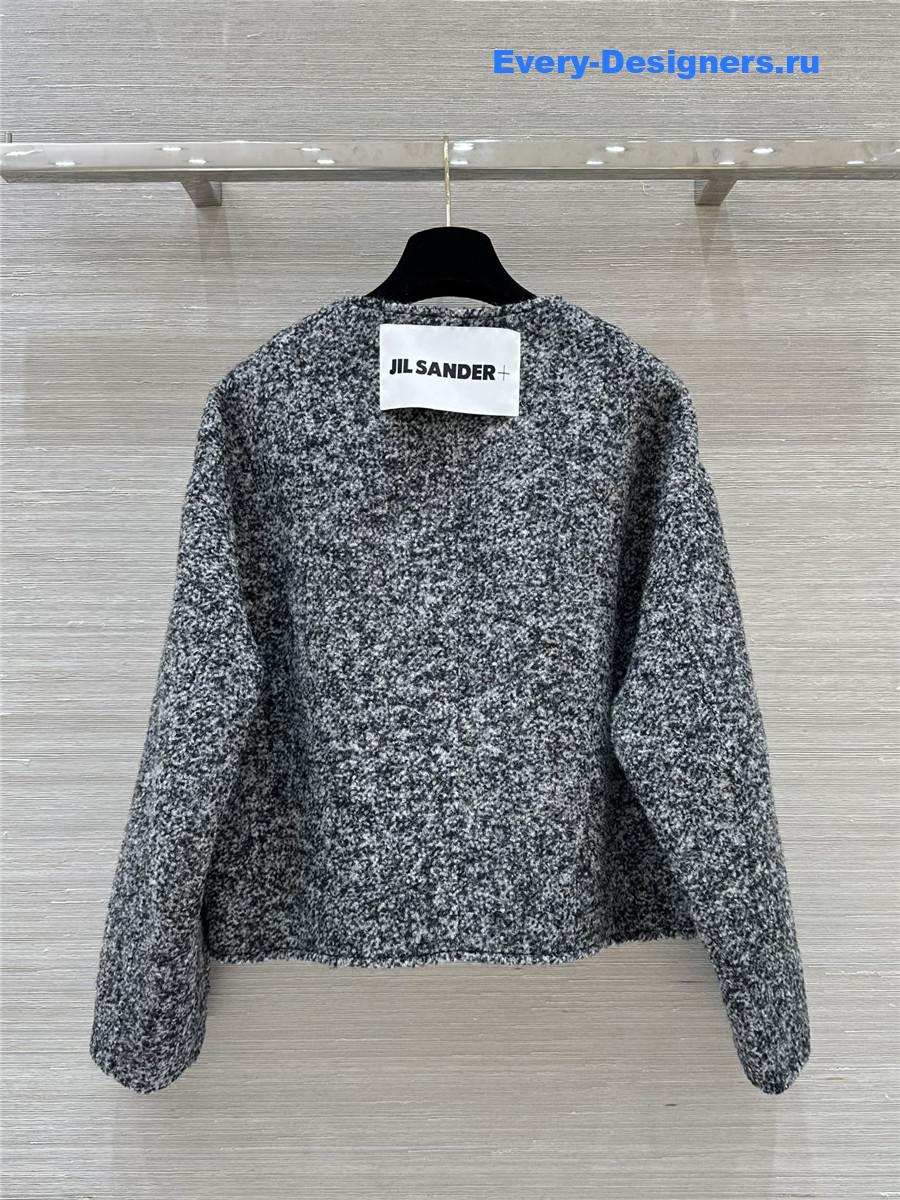 Jil sander horn button short coat in grey