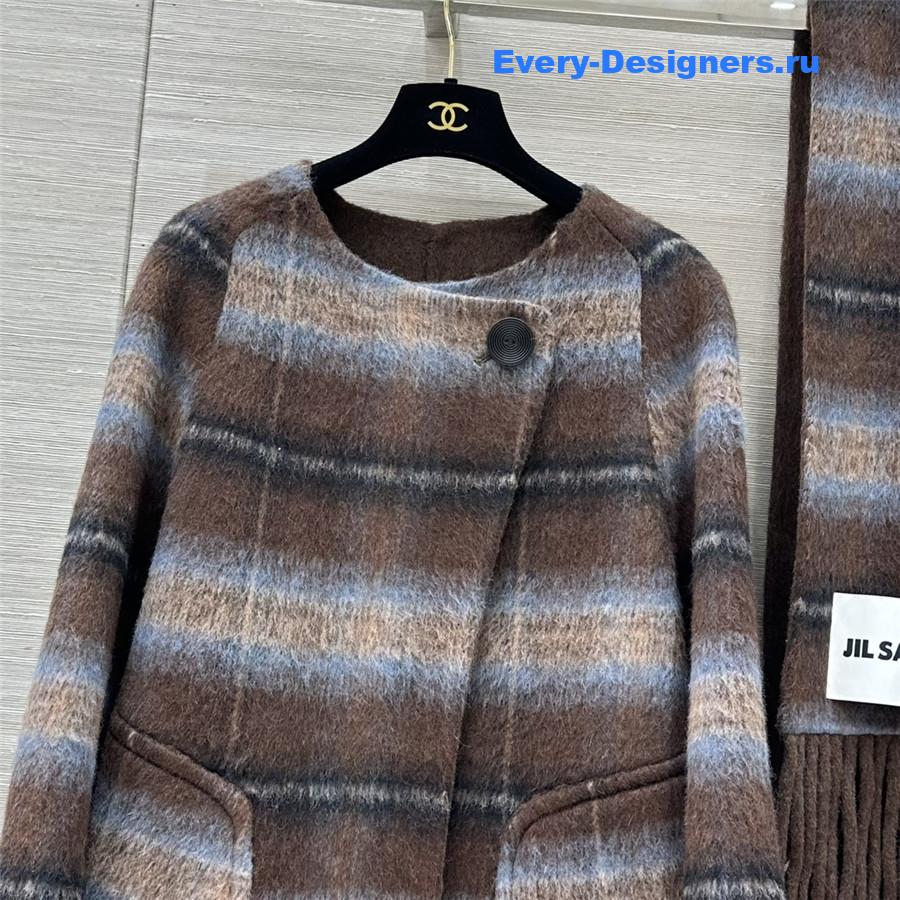 Jil sander check collar coat