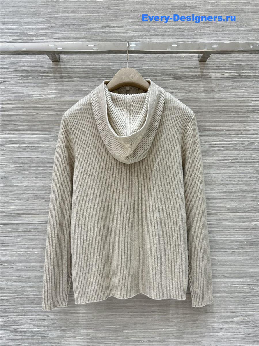 BC Half-Zip Hooded Cashmere Sweater off-white