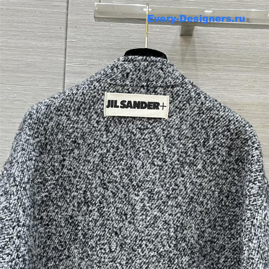 Jil sander scarf-style floral grey coat