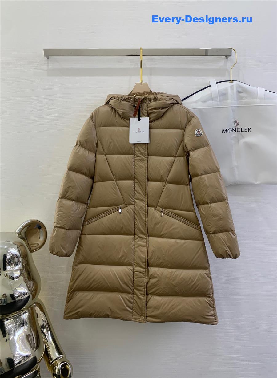 Moncler waist hooded long down jacket