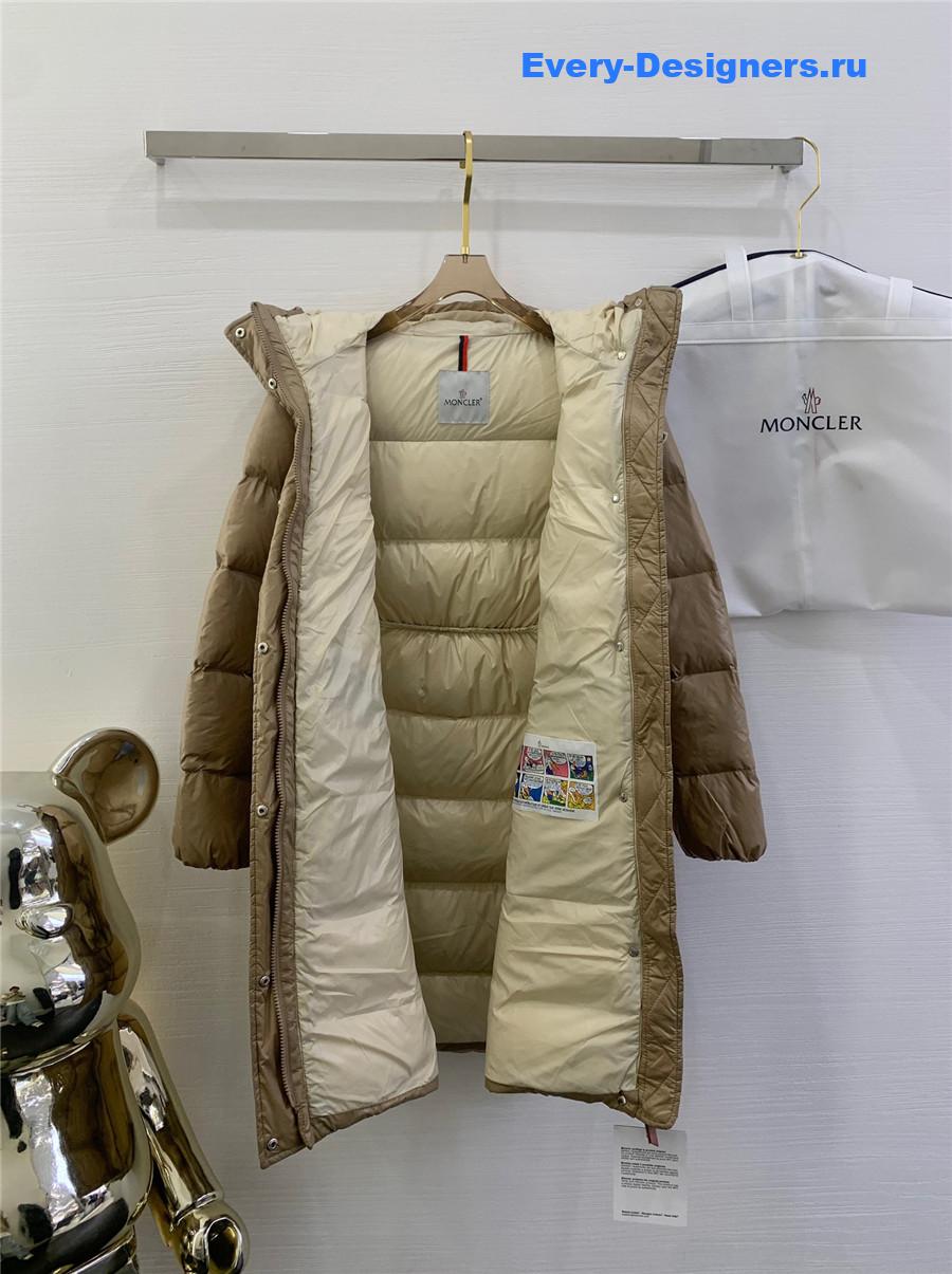 Moncler waist hooded long down jacket