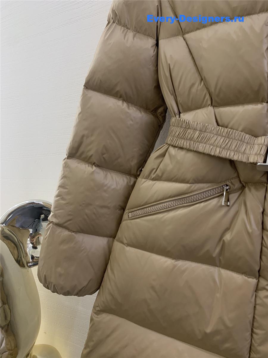 Moncler waist hooded long down jacket