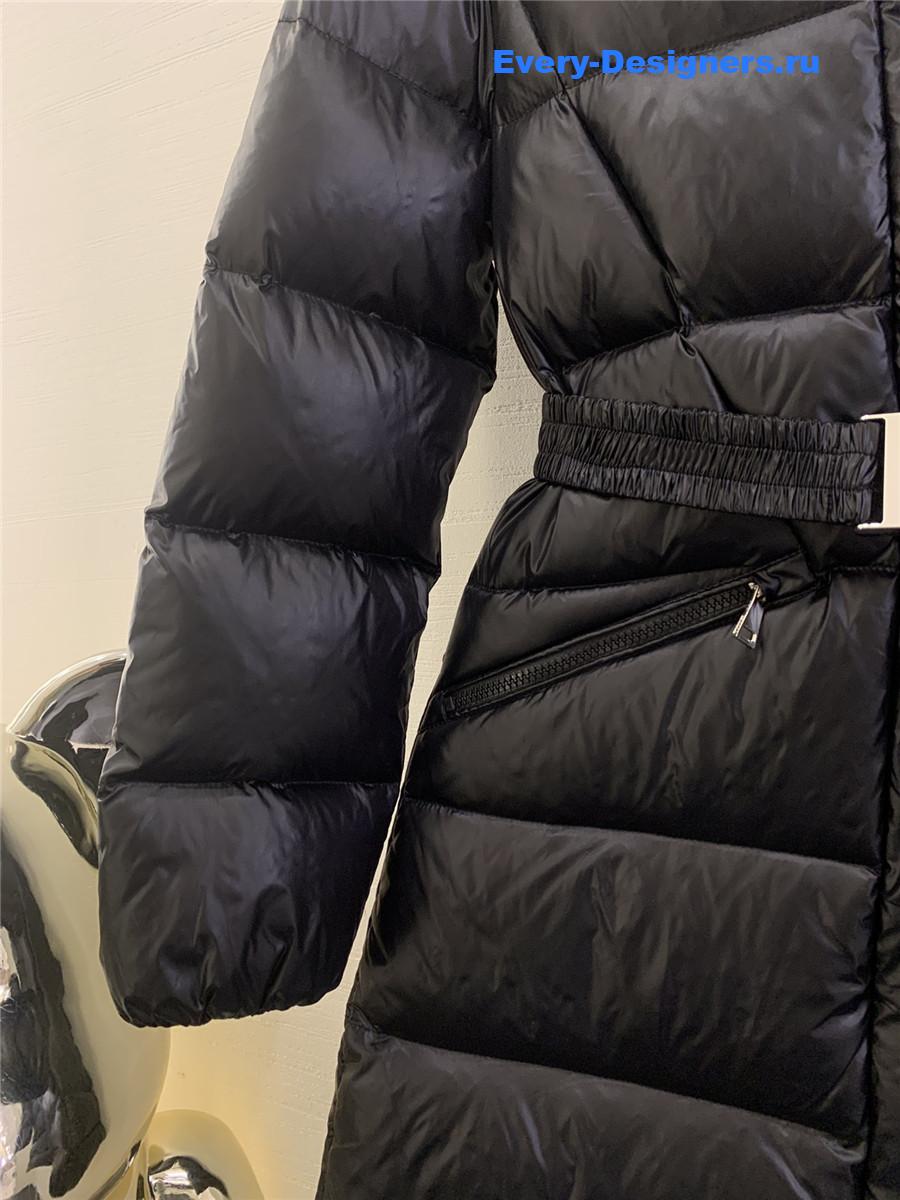 Moncler waist hooded long down jacket