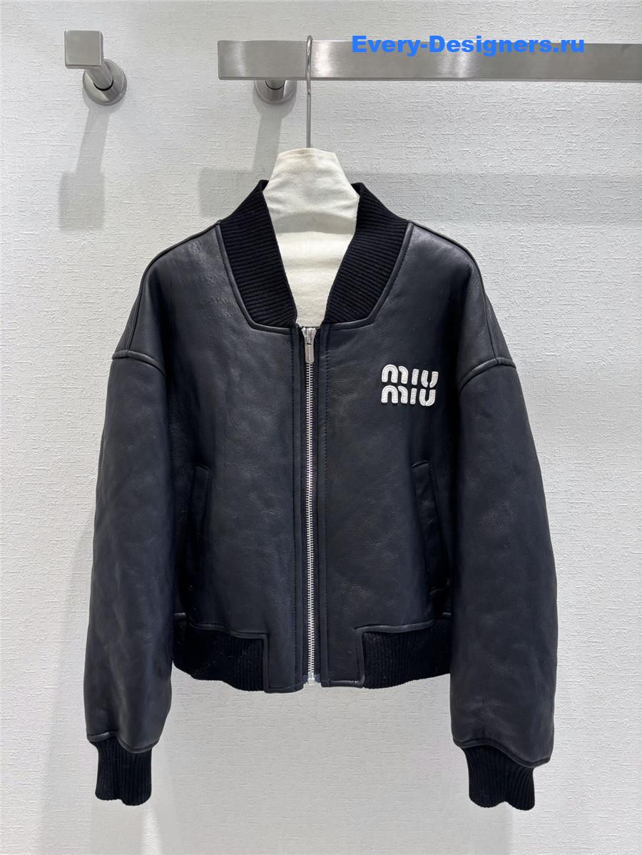 M1um1u ribbed shearling coat