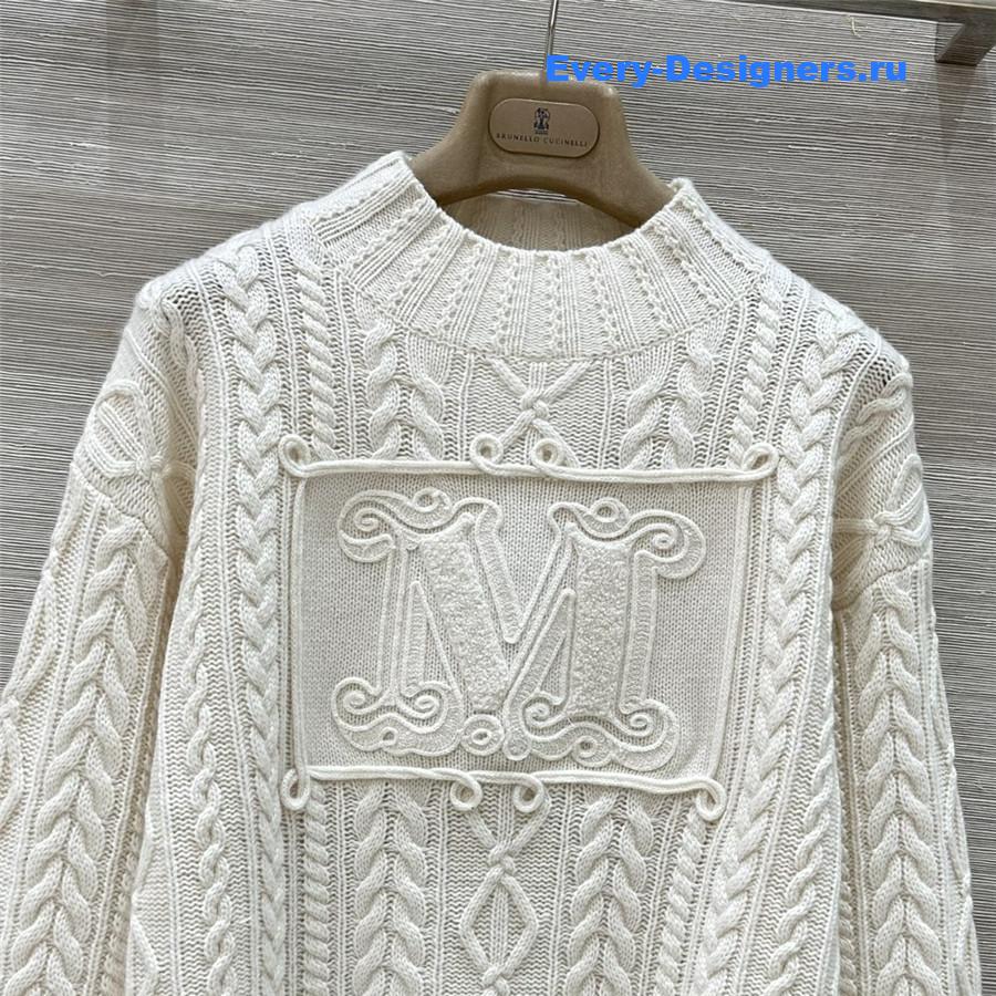 Vanitoo White Cable Cashmere Sweater