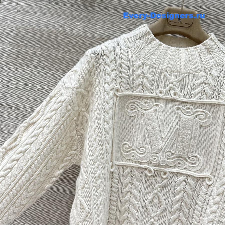 Vanitoo White Cable Cashmere Sweater