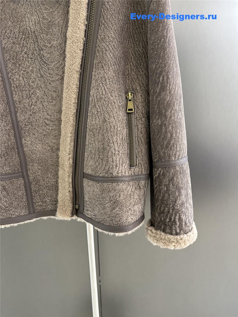 Acne studios leather and shearling coat