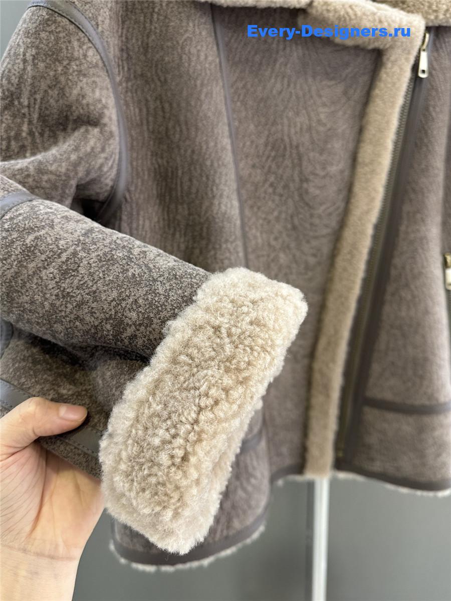 Acne studios leather and shearling coat
