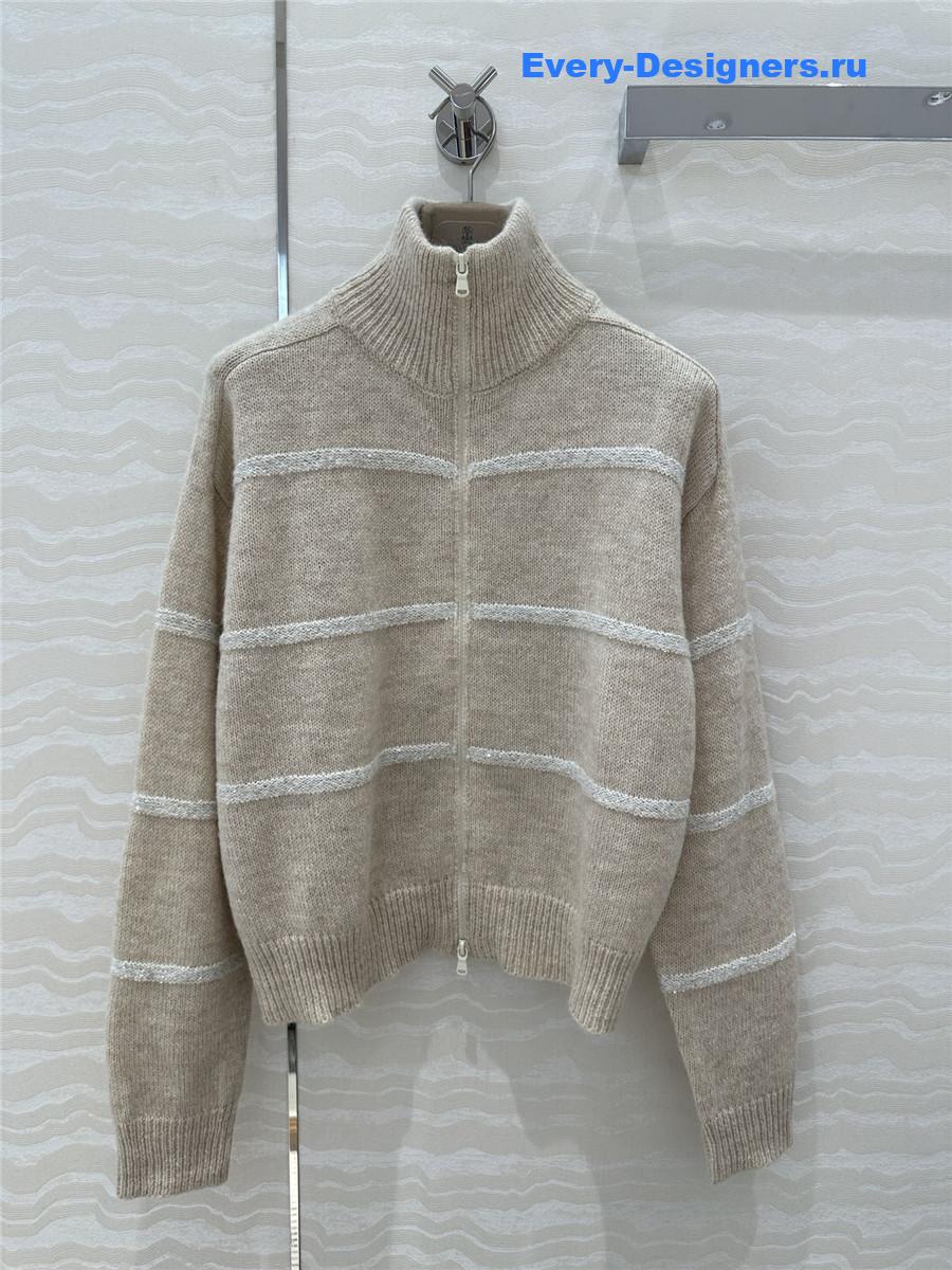 BC Beige Zip-Up Alpaca Cardigan
