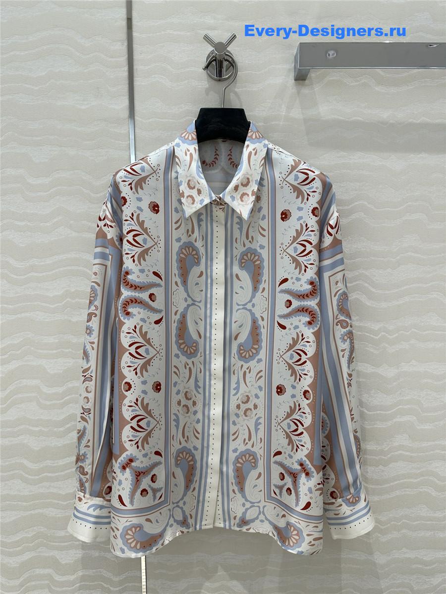 H**me5 scarf print silk shirt