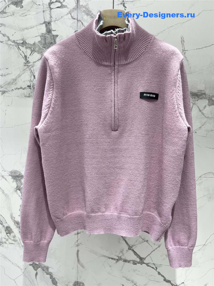 Miu Miu Double Knit Turtleneck Sweater Pink