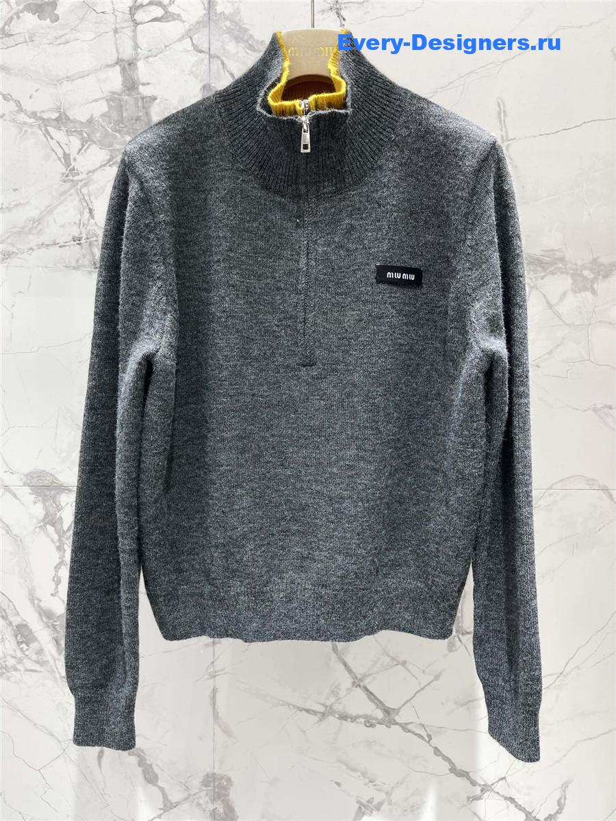 Miu Miu Double Knit Turtleneck Half-Zip Sweater