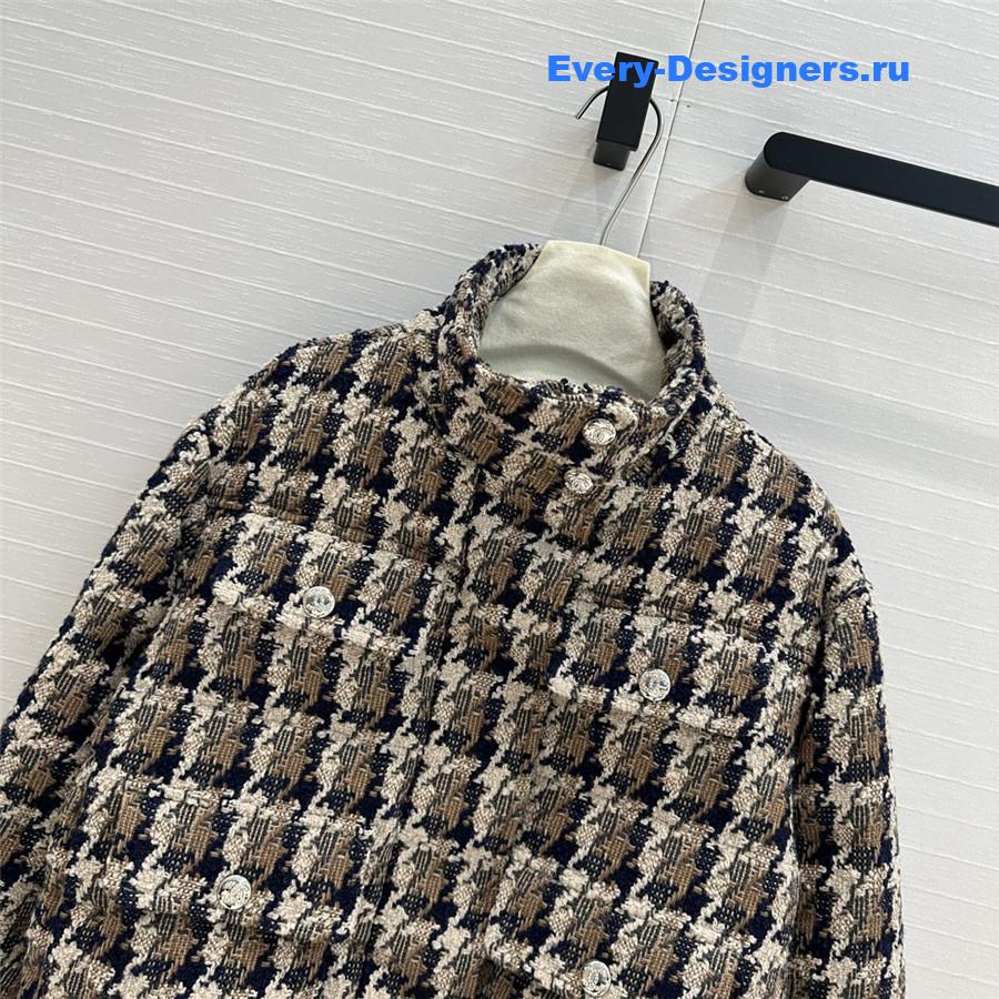 Ch**el tweed check down jacket