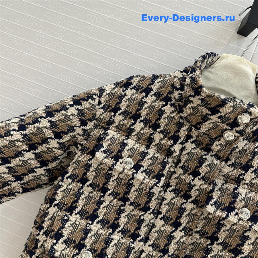 Ch**el tweed check down jacket