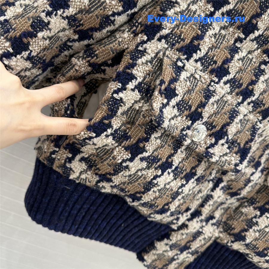 Ch**el tweed check down jacket