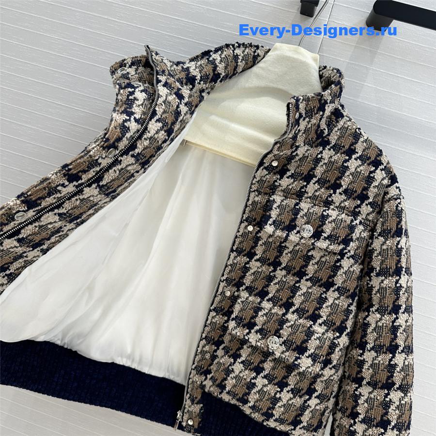 Ch**el tweed check down jacket
