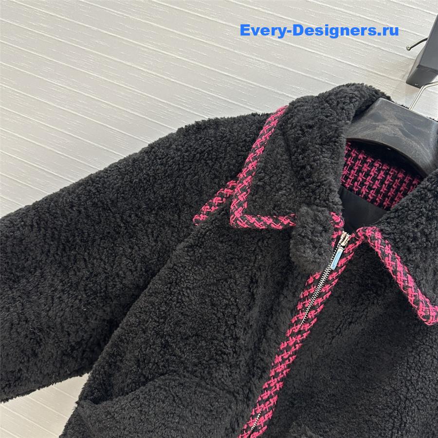 Ch**el grain fleece lapel jacket