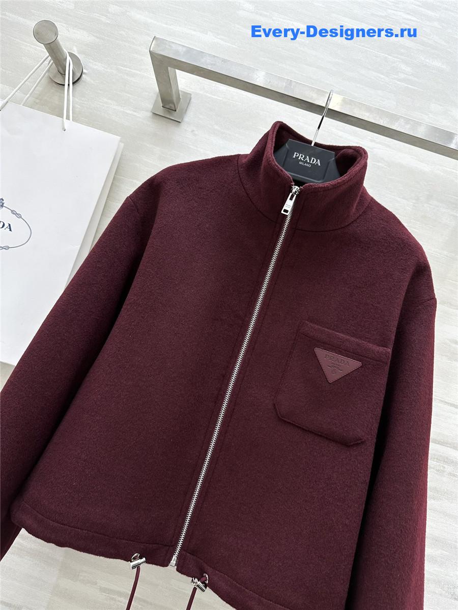 Pra*a short stand collar wool coat