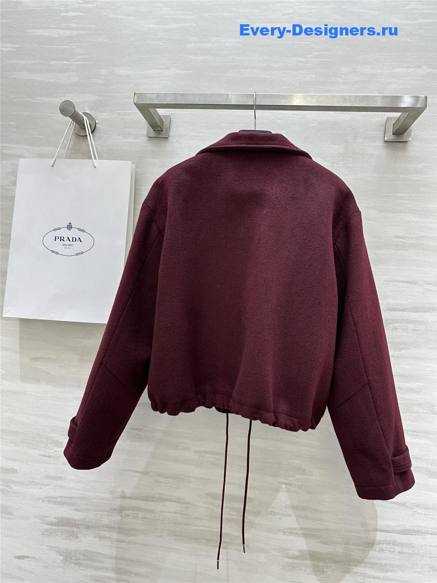 Pra*a short stand collar wool coat