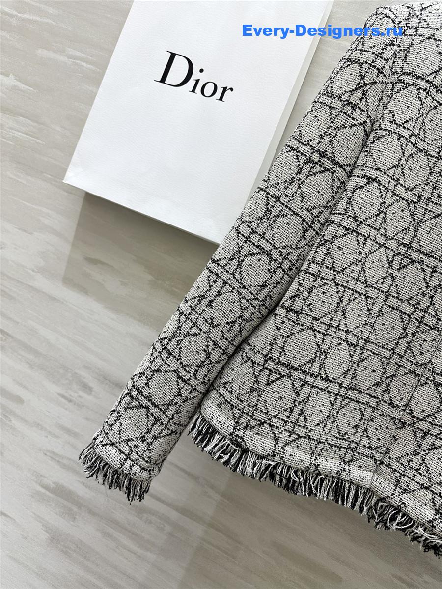 D10r quilted wool fringed coat