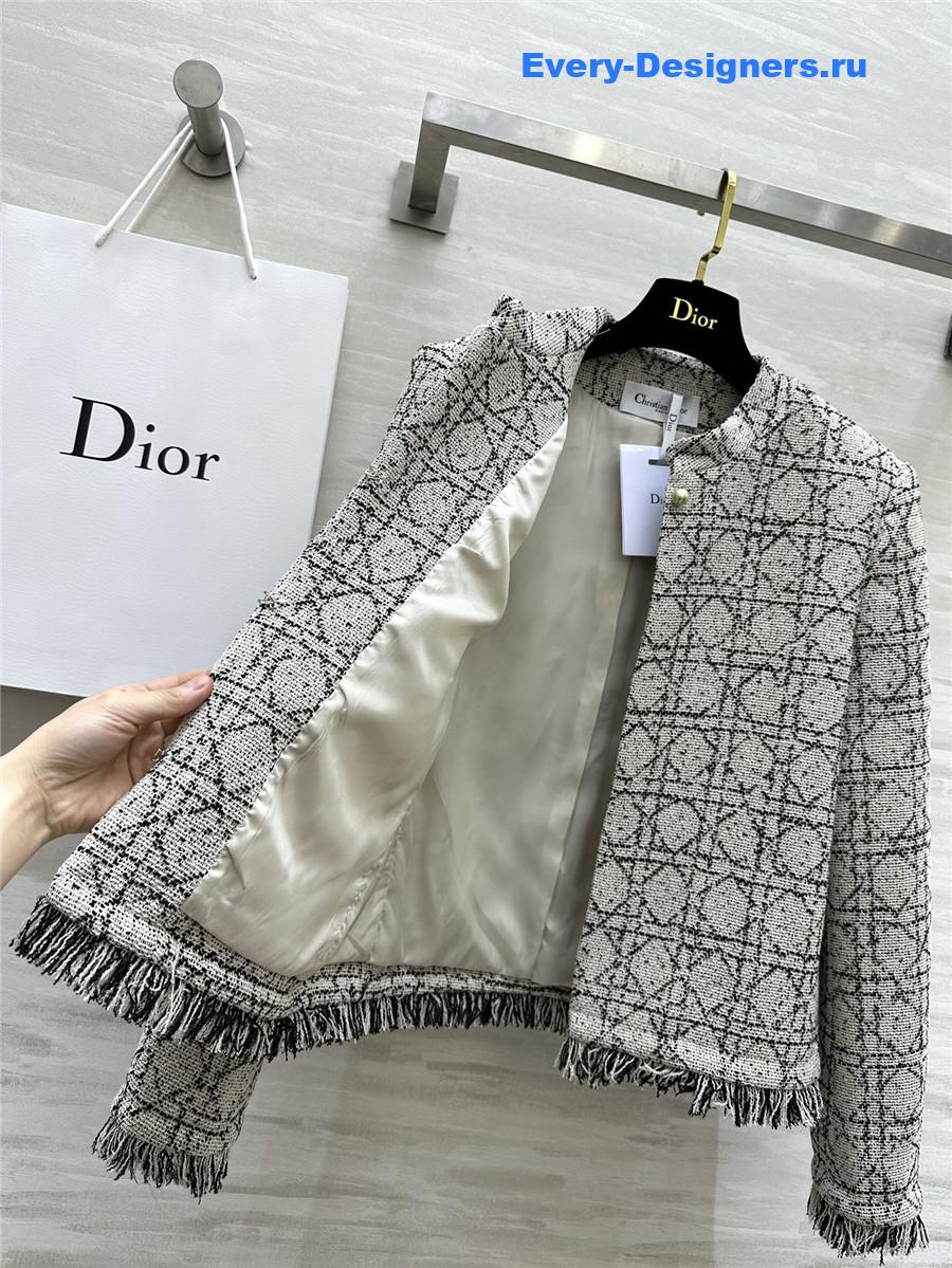 D10r quilted wool fringed coat