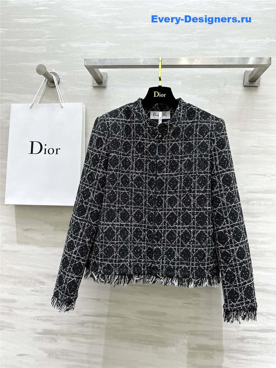 D10r quilted wool fringed coat