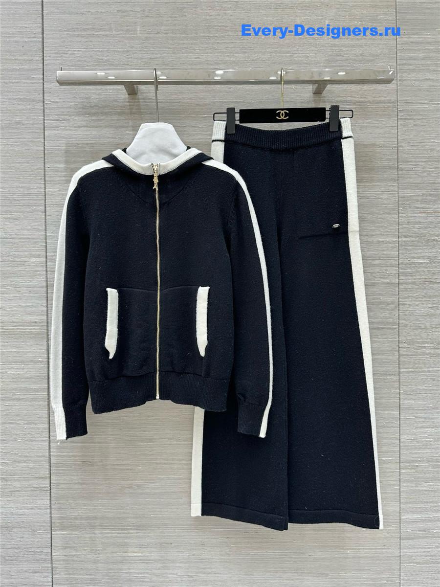 Ch**el hooded zip-up cardigan