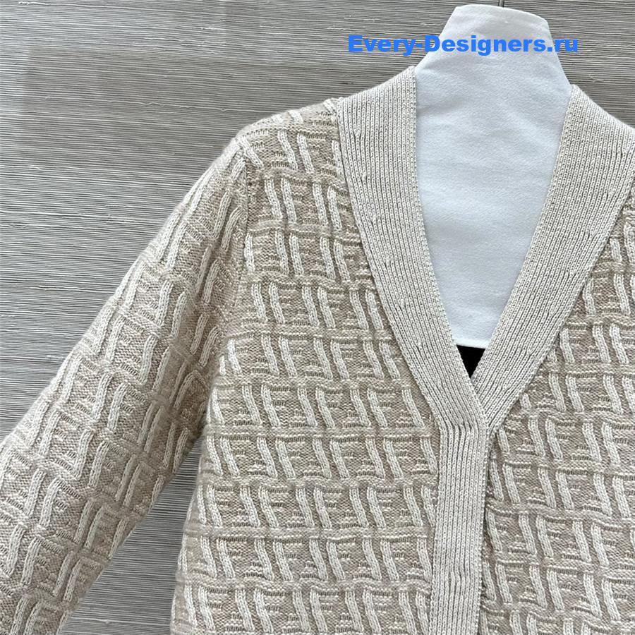 F**di ff v-neck silk/wool cardigan beige