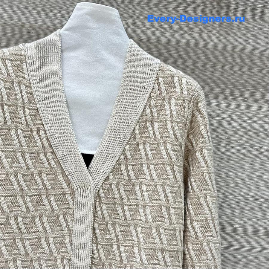 F**di ff v-neck silk/wool cardigan beige