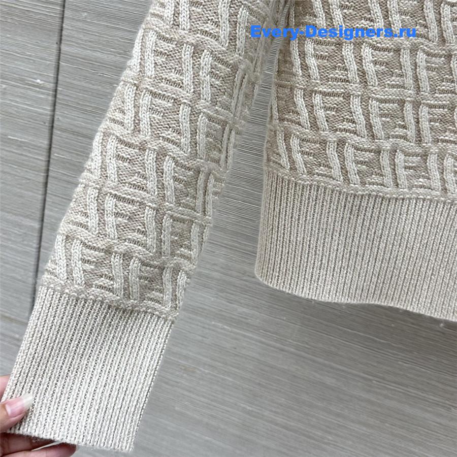 F**di ff v-neck silk/wool cardigan beige