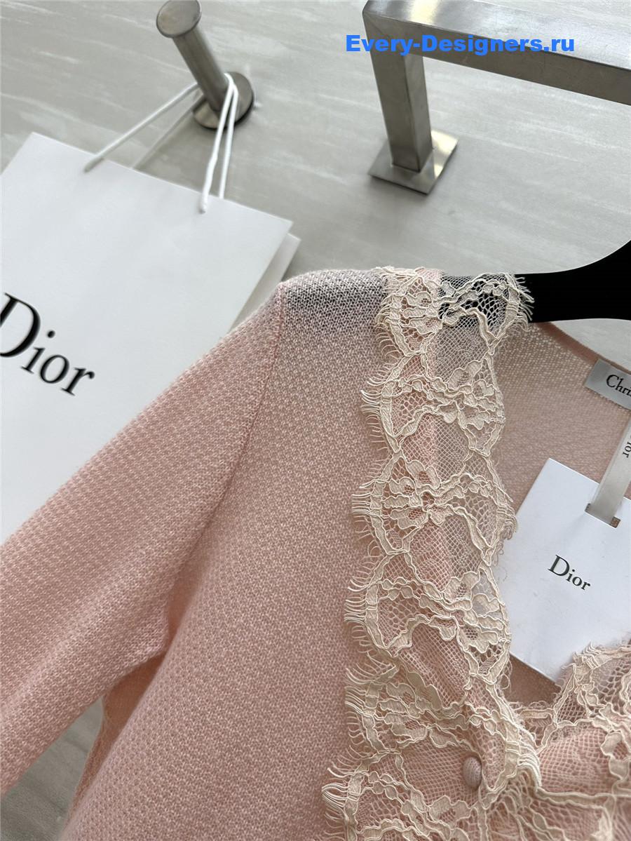 D10r v-neck lace trim cardigan pink