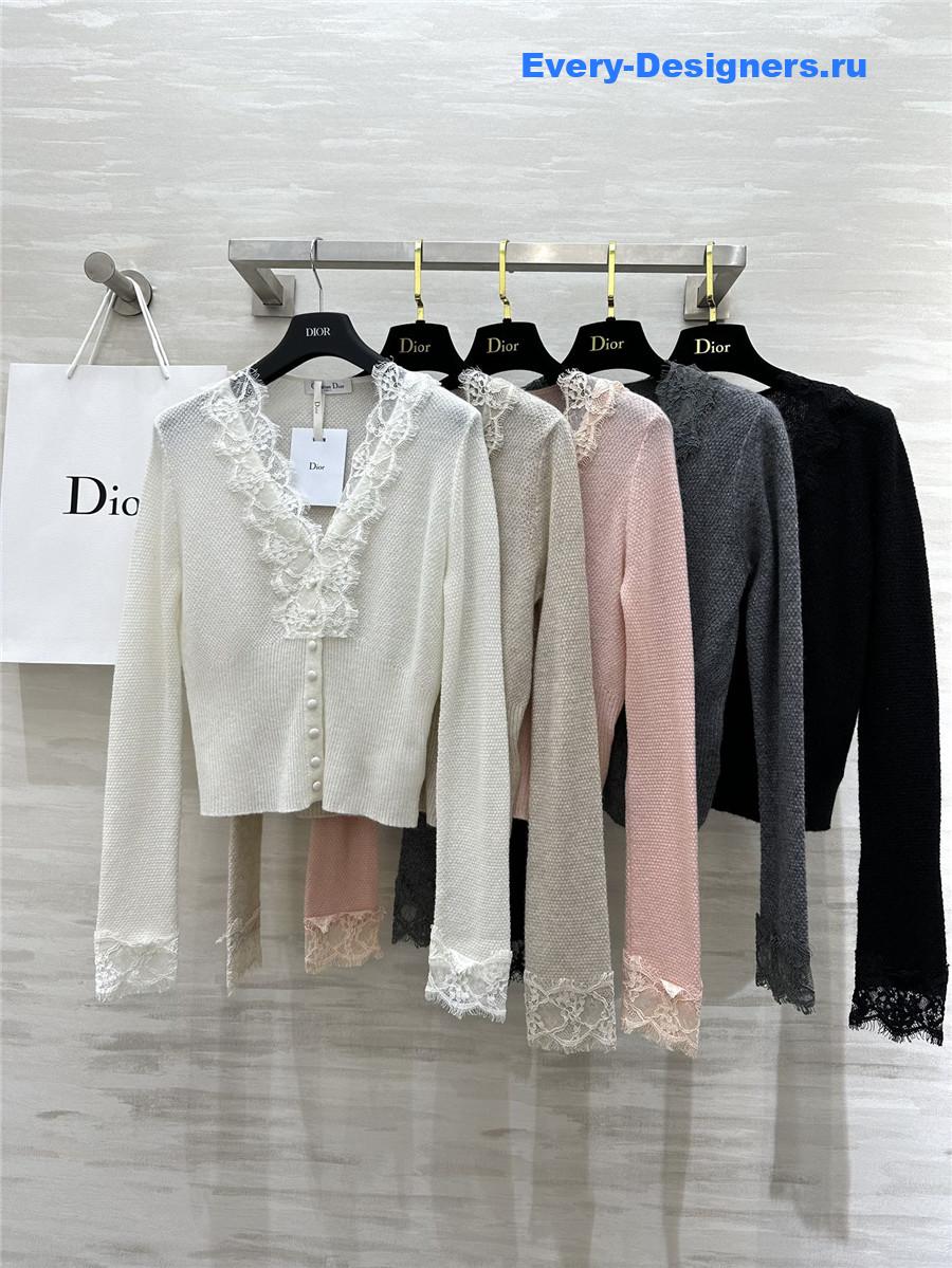 D10r v-neck lace trim cardigan grey